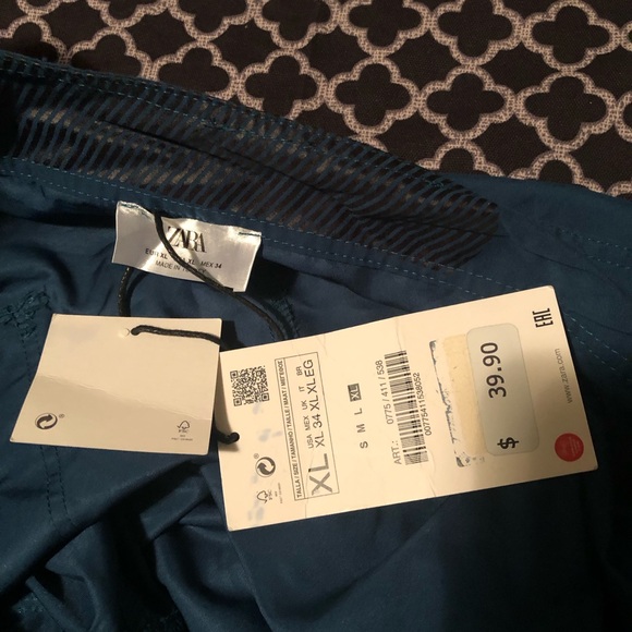 Zara Dark Green Blue Mens Swim Board Shorts Sz XL AB8 - Picture 7 of 7